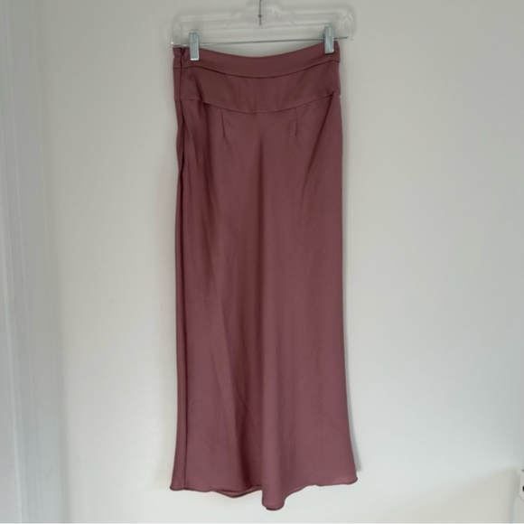 NWT Free People Satin Dusty Mauve Midi Skirt Size 0 - Picture 6 of 13